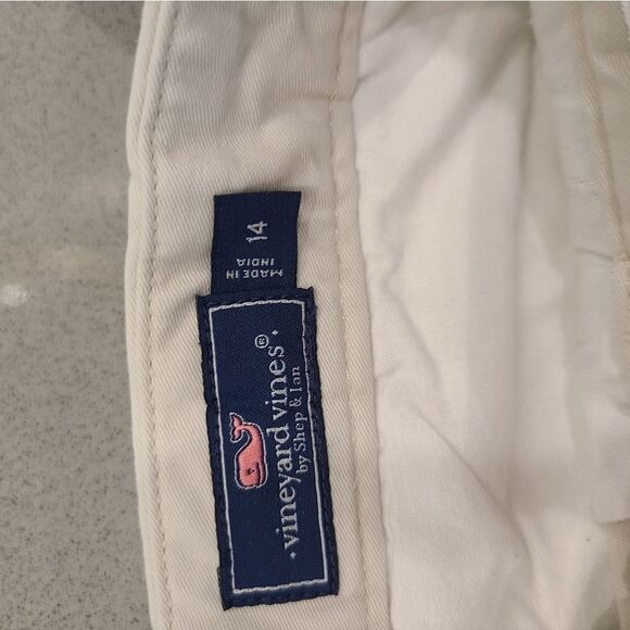 Vineyard Vines Khaki Flat Front Shorts with Whale Embroidery - Picture 6 of 7